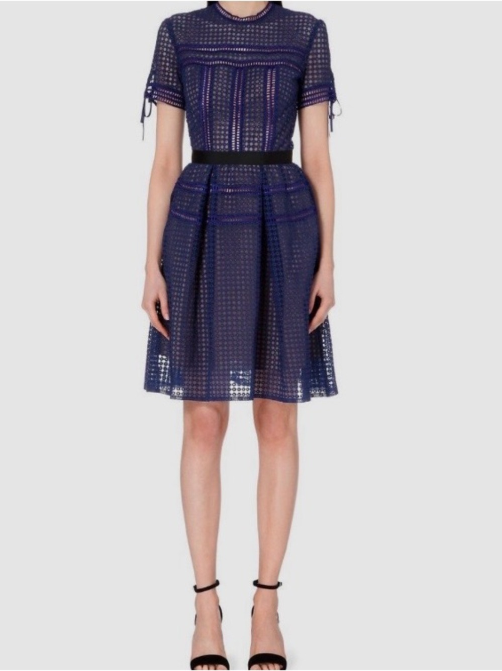 Self-Portrait navy and blush two-tone dress